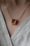 Square Necklace with Fine Cotton Texture by Kei Tominaga