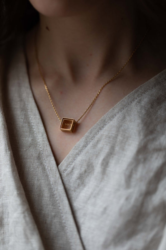 Square Necklace with Fine Cotton Texture by Kei Tominaga