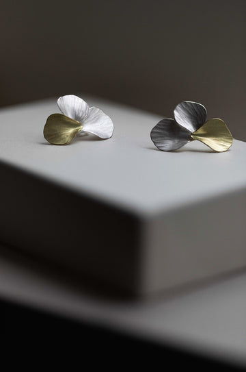 Ripple Combination Earrings in Silver & Gold by Kayo Saito
