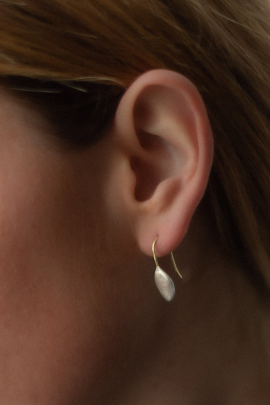 Kerry Seaton, Silver and 18ct Yellow Gold ‘Pumpkin Seed’ Earrings
