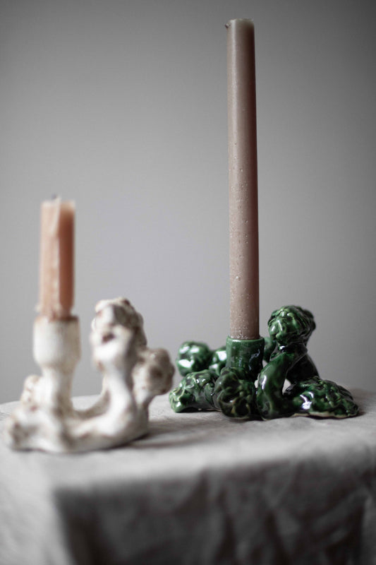 Candlestick with Green Flowers by Kina Björklund