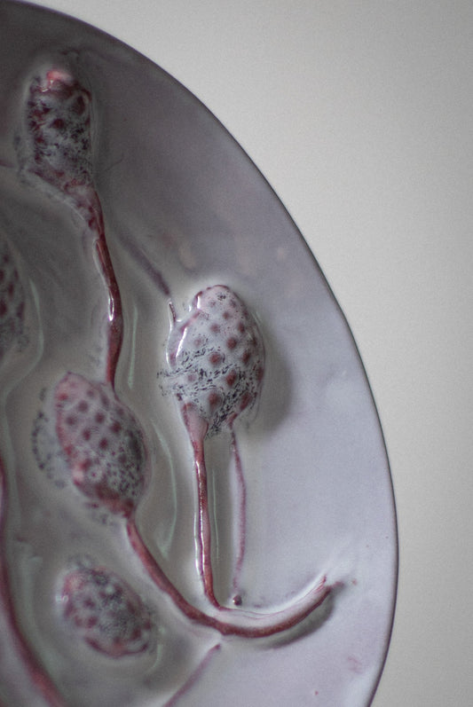 Pink & White Seedheads Plate by Kina Björklund