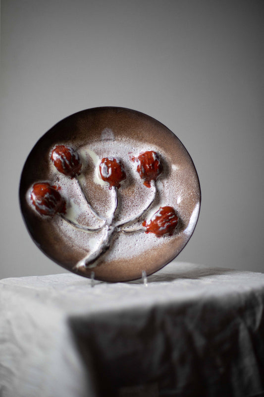 Red Flowers Plate by Kina Björklund