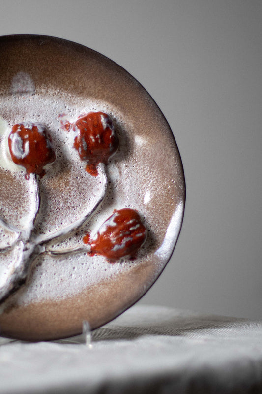 Red Flowers Plate by Kina Björklund