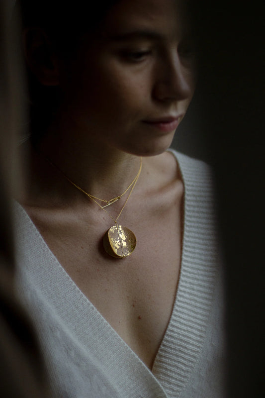 Early Summer, White Sycamore, Maple and Gold Necklace by Makiko Oda