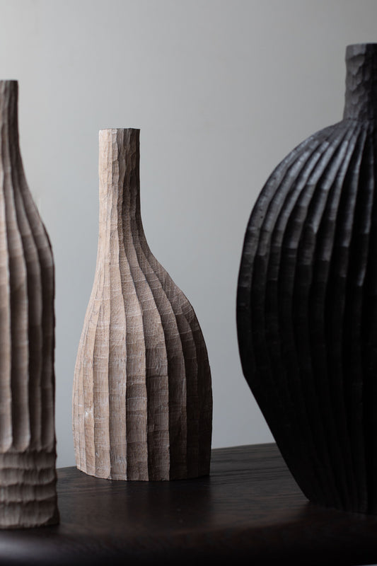 Ribbed Vessel (tall neck) by Malcolm Martin and Gaynor Dowling