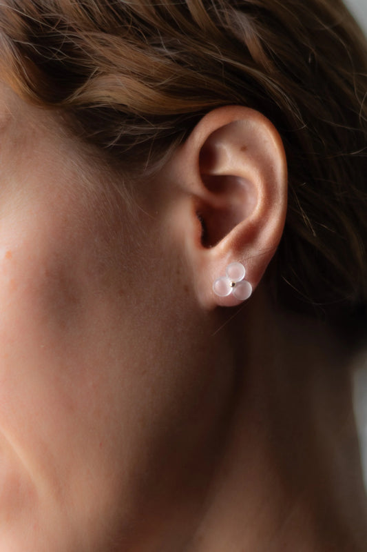 Medium Woven Three Frosted Glass 18k Earrings by Bubun