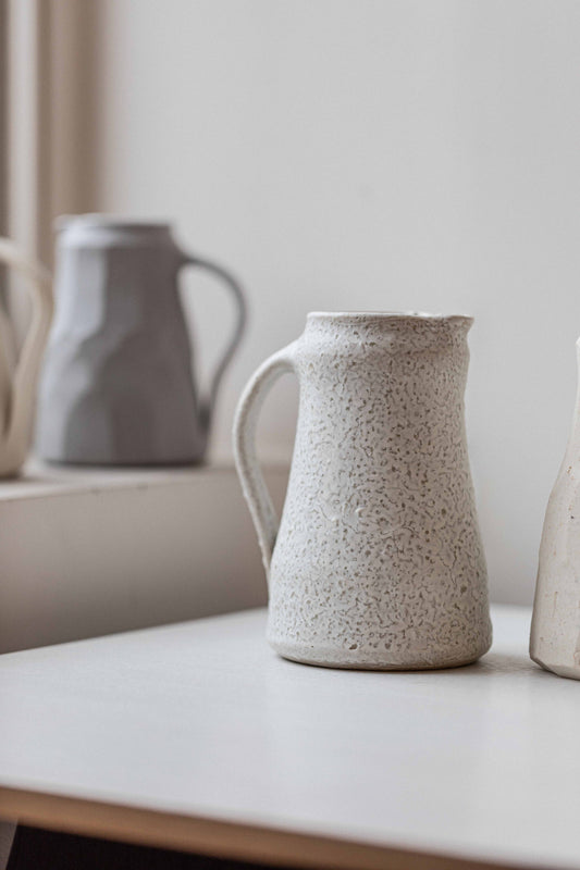 Ash Clay Jug with Textured Chun & Dolomite Glaze by Nicola Tassie