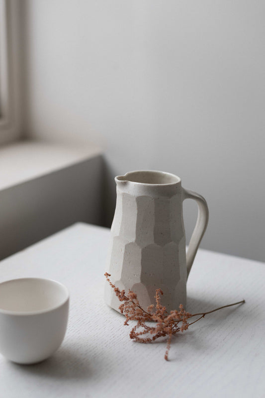 Grogged Porcelain Faceted Jug IV by Nicola Tassie