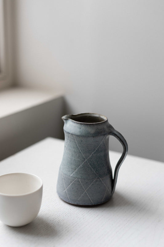 Chun & Dolomite Glazed Red Stoneware Jug with by Nicola Tassie