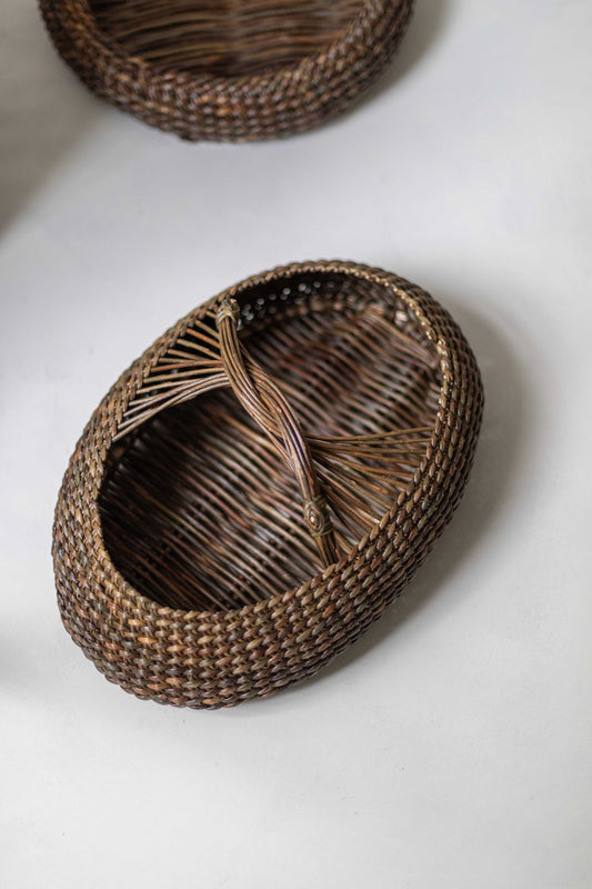 Very Large Oval Basket with Handle by Pierig Le Maillot