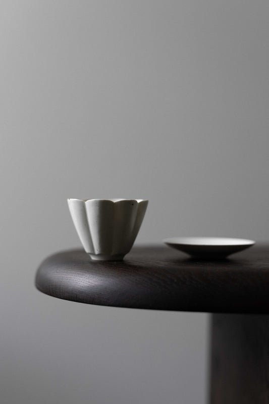 Flower Shape Porcelain Teacup with Saucer, by Nosan Claystudio