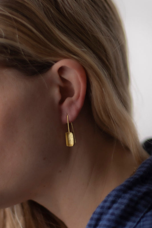18ct Gold Rectangle Shell Drop Earrings by Ulrike Ramin