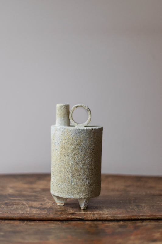 White Eggshell Bottle Sculpture by Catherine Dix
