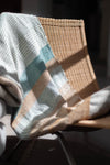 Hand-woven Alpaca Throw, Sage Green, Caramel Brown & Charcoal Warp by Catarina Riccabona
