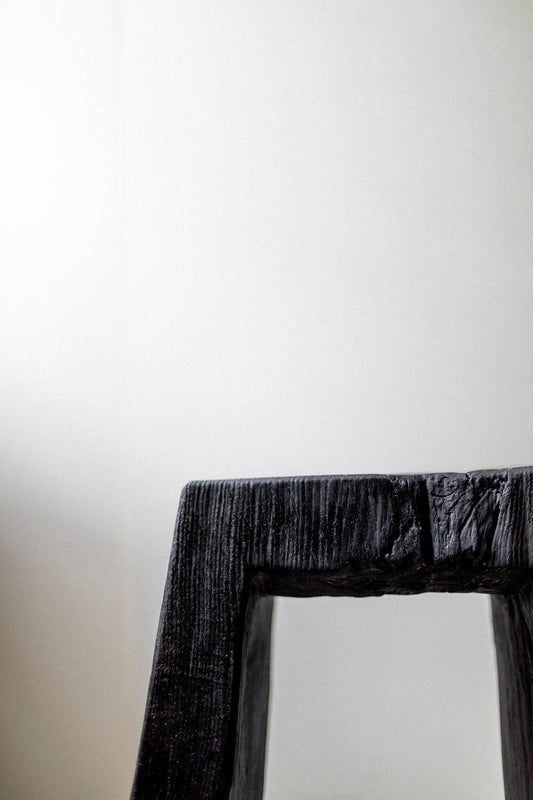 Charred and Oiled Oak Stool by Fritz Baumann