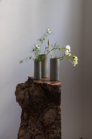 Cylinder Vases in Mist Blue