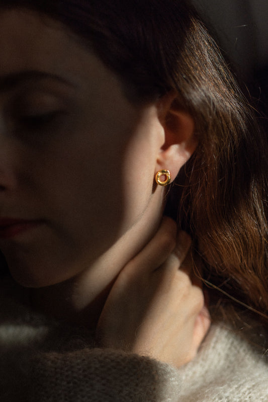 Gold Fingerprint Earring VIII by Heeseung Koh