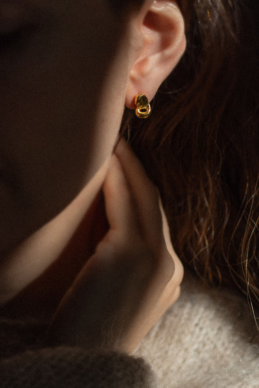Gold Fingerprint Earring VII by Heeseung Koh