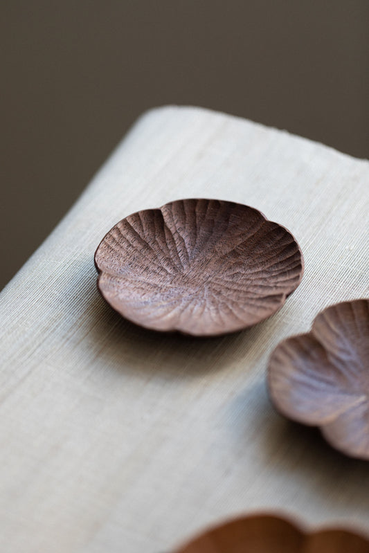 Floral Form Small Plate in Walnut
