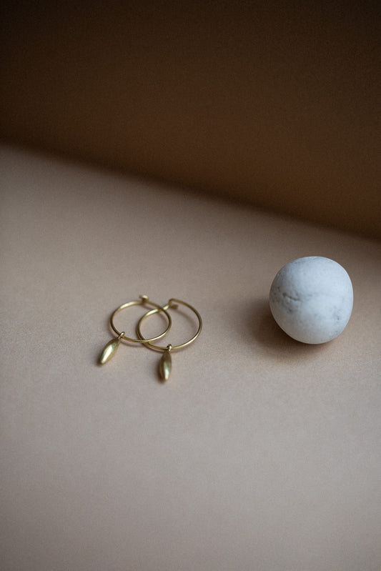 Rice Grain Ear Hoops in Gold by Kerry Seaton