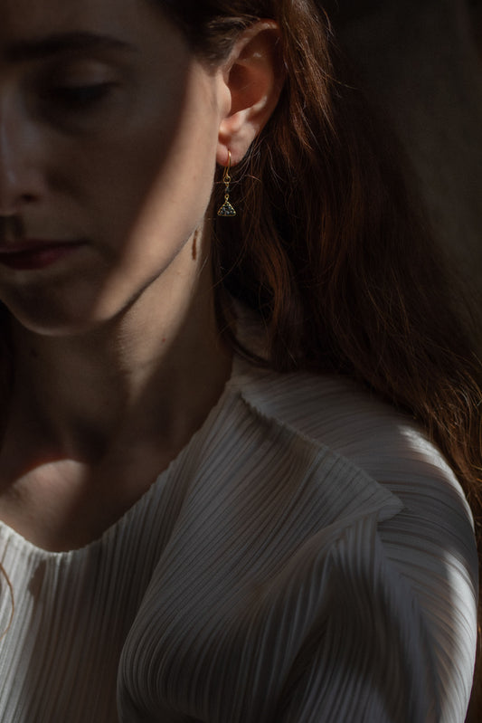 Ancient Pyramid Diamond Drop Earrings