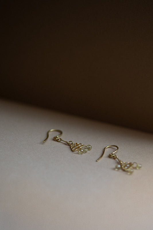 Ancient Pyramid Diamond Drop Earrings, Yellow Diamonds