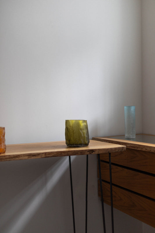 Olive Green Short Glass Cylinder by Edmond Byrne