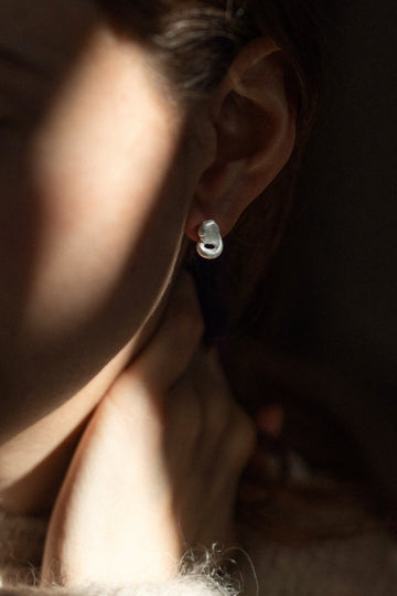 Silver Fingerprint Earring V by Heeseung Koh