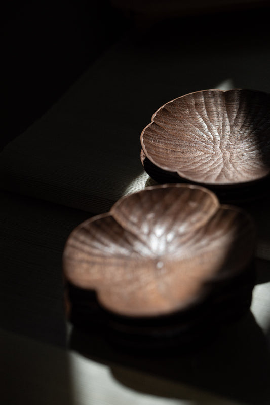 Floral Form Small Plate in Walnut