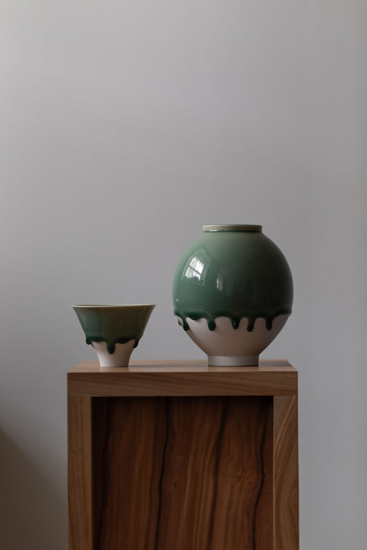 Lush Forest Dripping Moon Jar II by JaeJun Lee