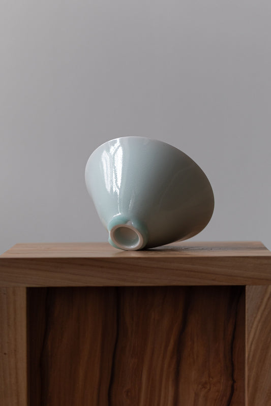 Pale Celadon Flared Bowl with finger marks by JaeJun Lee