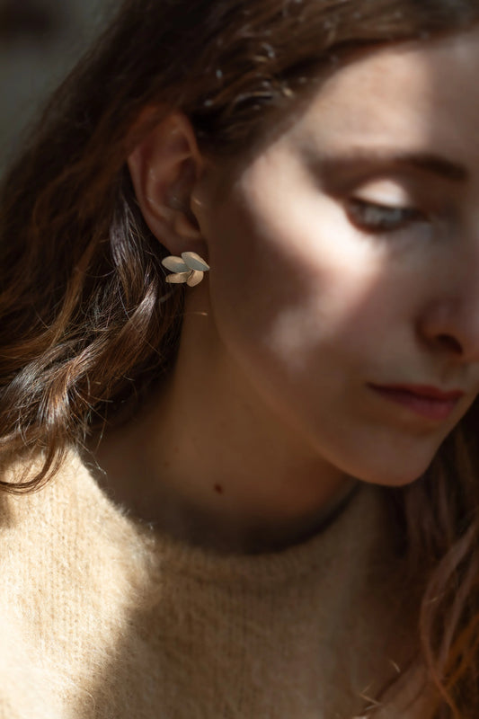Four Elements Leaf Silver Earrings by Kayo Saito