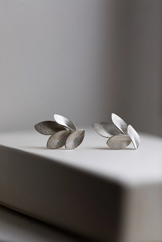 Four Elements Leaf Silver Earrings by Kayo Saito