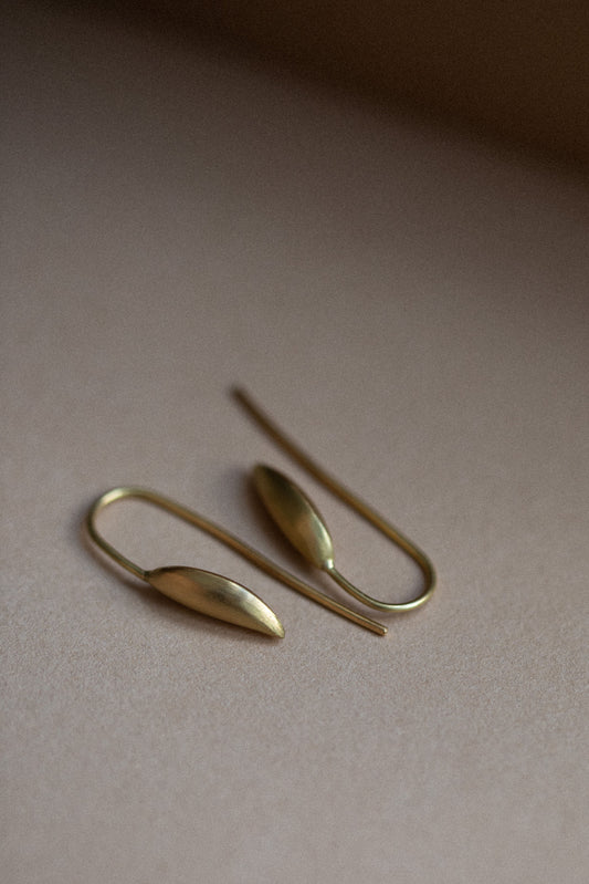 Leaf Earrings in Gold by Kerry Seaton