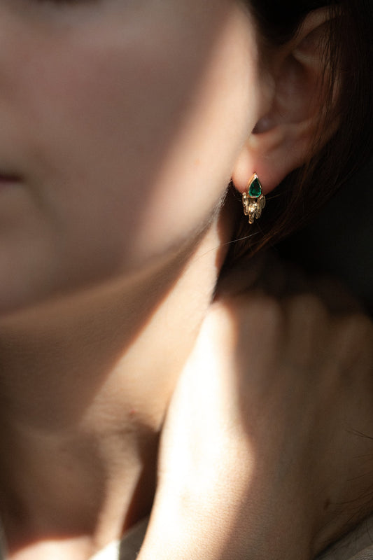 Molten Emerald Earrings' by Laura Ngyou