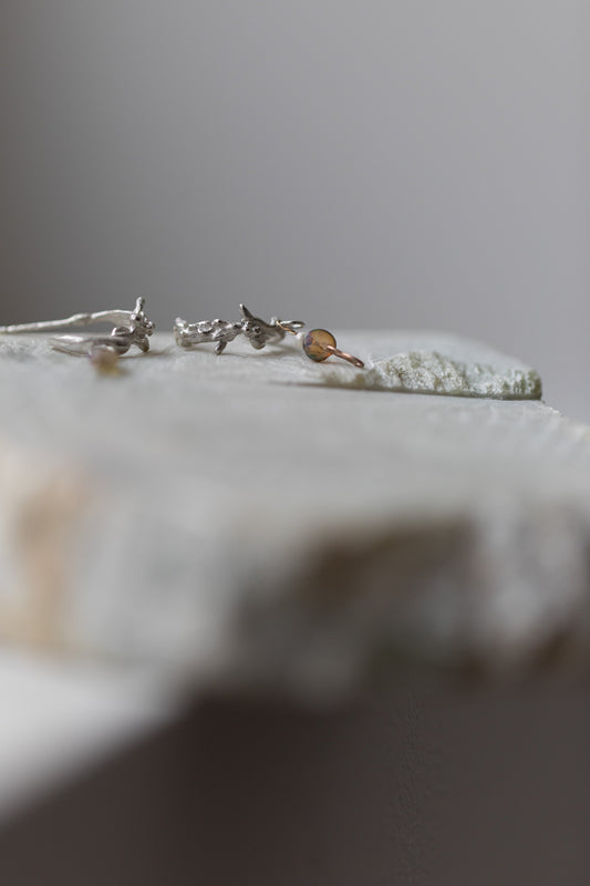 Silver Minima Opal Earrings' by Laura Ngyou