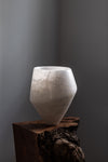 Asymetric Vase in White Translucent Alabaster
