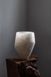 Asymetric Vase in White Translucent Alabaster