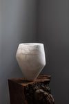 Asymetric Vase in White Translucent Alabaster