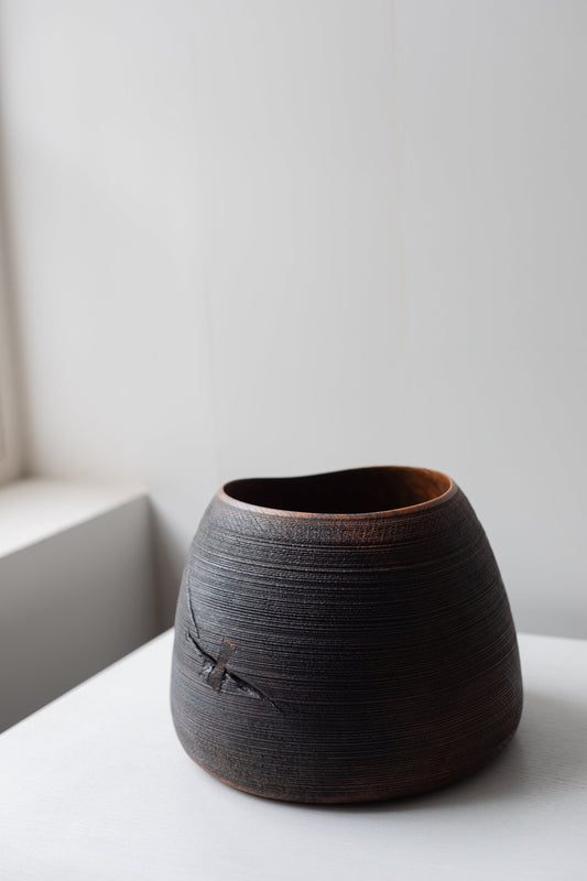 Ebonized Oak Closed Vessel by Fritz Baumann