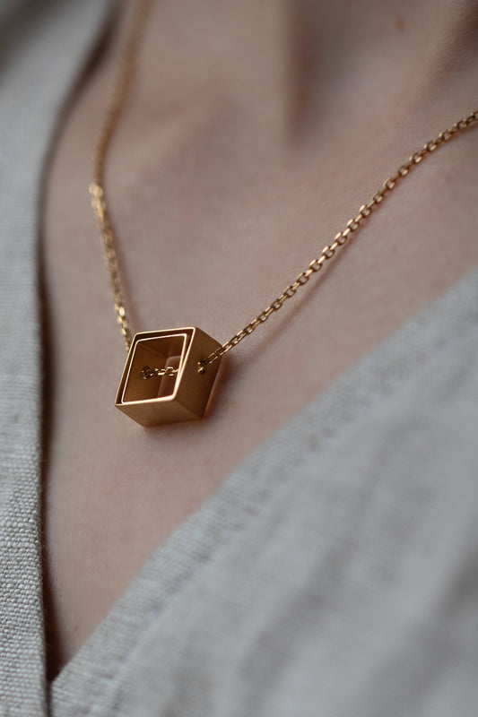 Square Necklace with Fine Cotton Texture by Kei Tominaga