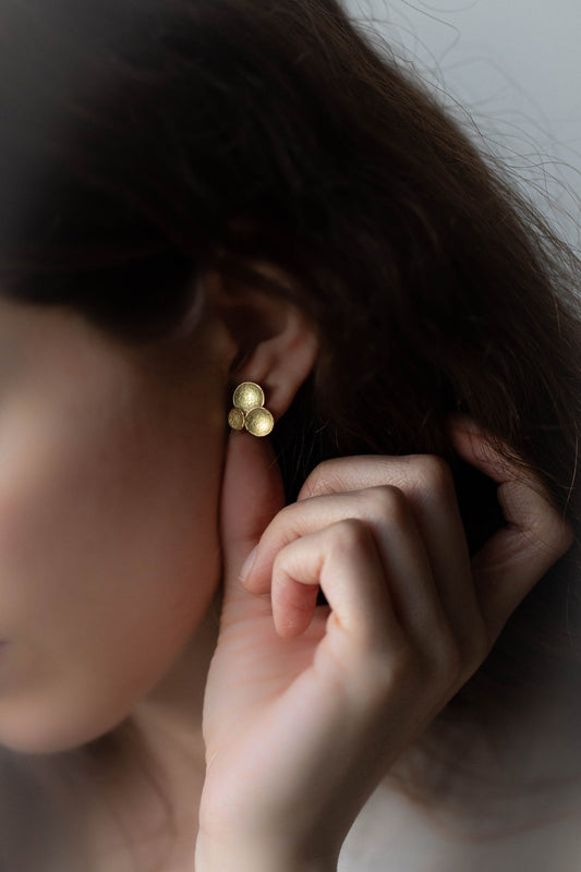 Fragment Three Element Earrings in 18ct Gold by Kayo Saito