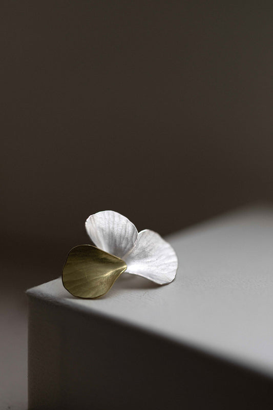 Ripple Combination Earrings in Silver & Gold by Kayo Saito