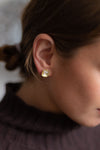 18ct Gold Square Akoya Earrings by Kayo Saito