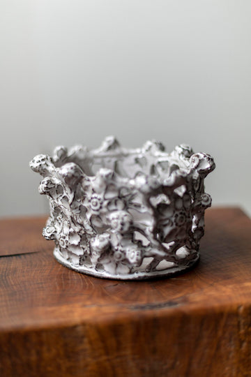 Kina Björklund White Medium Vessel, Vines and Pods