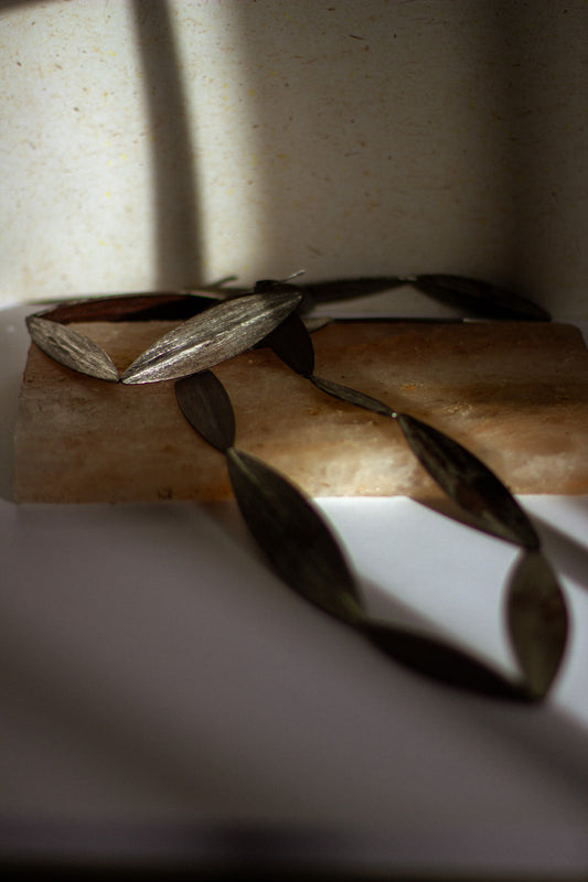 Frozen Leaf,  Rosewood Platinum Necklace by Makiko Oda