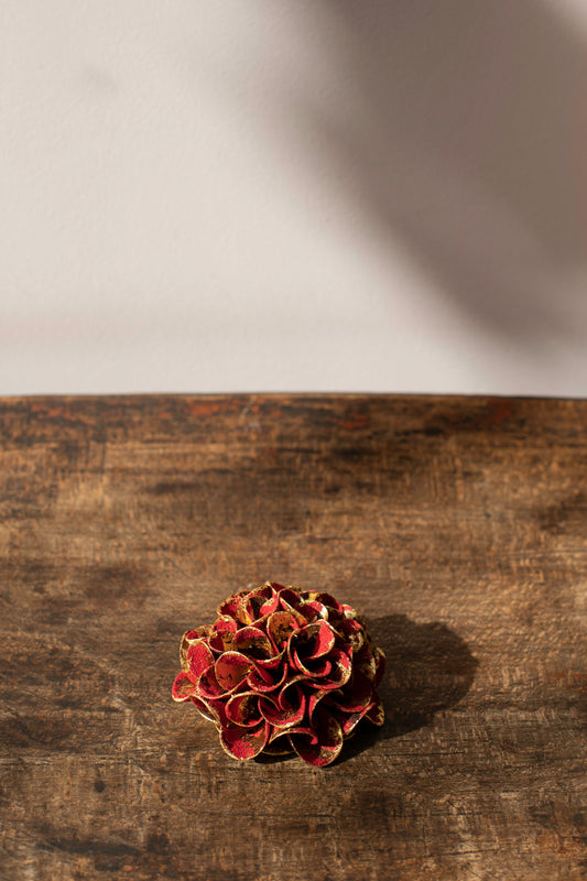 Red 'Colour of Seasons' Brooch by Makiko Oda
