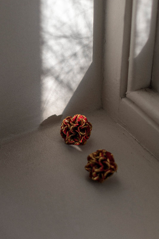 Red 'Colour of Seasons' Earrings by Makiko Oda
