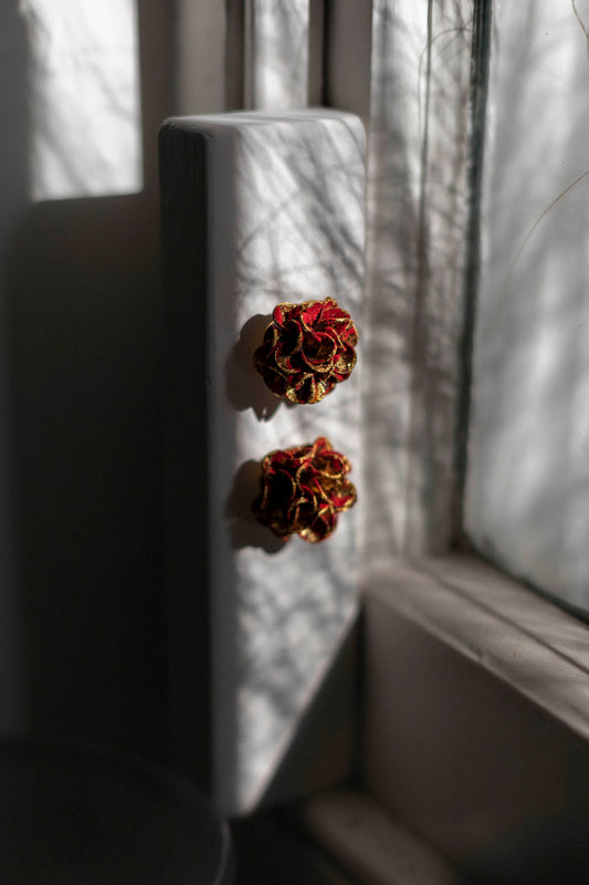 Red 'Colour of Seasons' Earrings by Makiko Oda